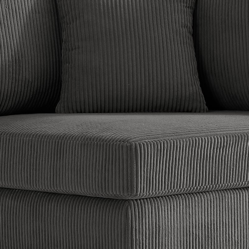 5-Piece Modern Comfy Corduroy Modular Sectional Sofa with Ottoman