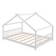 preview thumbnail 15 of 28, Full Size House Bed with Roof, Wooden Frame, Gray
