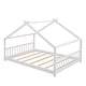 preview thumbnail 5 of 8, Full Size Pine Wood House Bed with Playhouse Roof Design, Semi-Enclosed Frame for Kids' Fun & Comfort, Easy Assembly, White