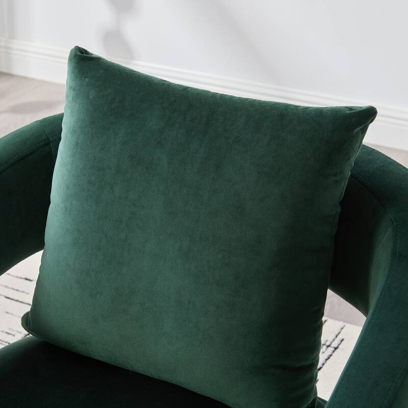 Velvet Open-Back Accent Chair with Metal Legs and Removable Cushion