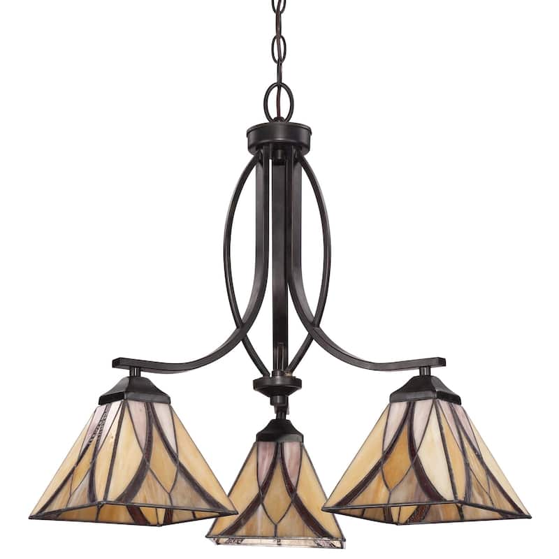 Roseto Terrell 3 Light 23" Wide Chandelier with Tiffany Glass