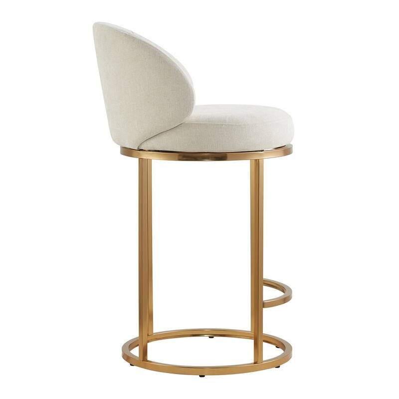 Spruce & Spring Chloe Upholstered Swivel Counter Bar Stool with Metal Frame and Arched Back