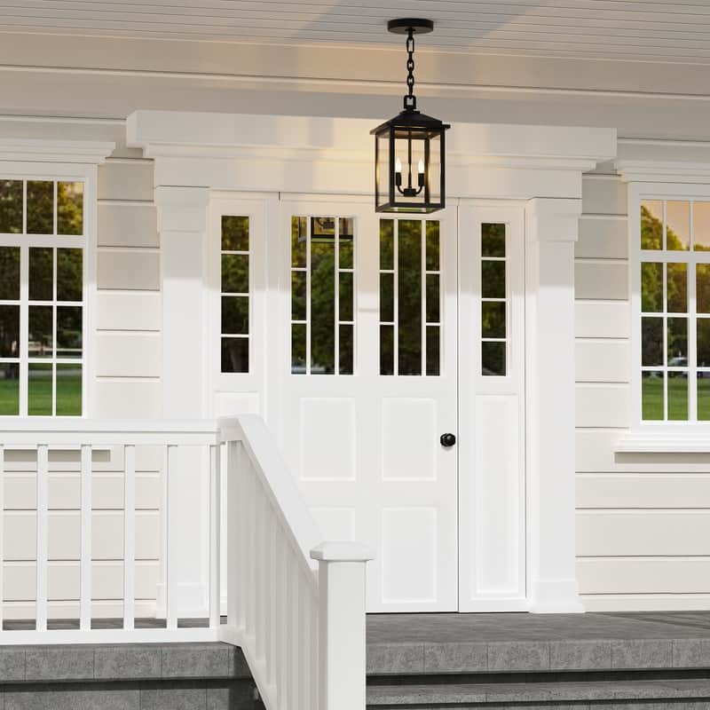 KAWOTI 2-Light 16.25" Black Outdoor Pendant Light - W8.25" x D8.25" x H16.25"