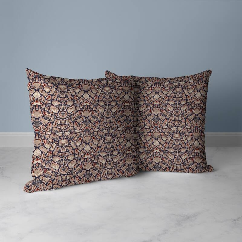 Wildflower Lagoon Faux Suede Reversible Throw Pillow Light and Orange