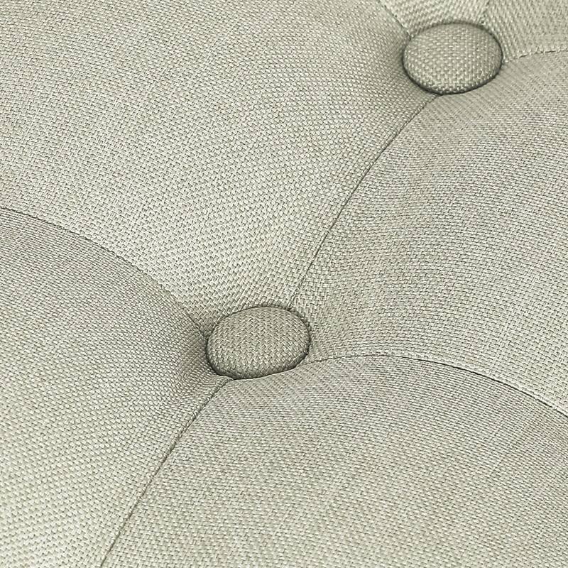 Adeco Linen Fabric Standard Ottoman Bench Square Cube Foot Rest Stool