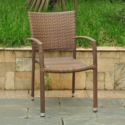 African Dining Chair - Resin Wicker Seat - Outdoor Indoor Use - Set of 6 - Modern Style - 32