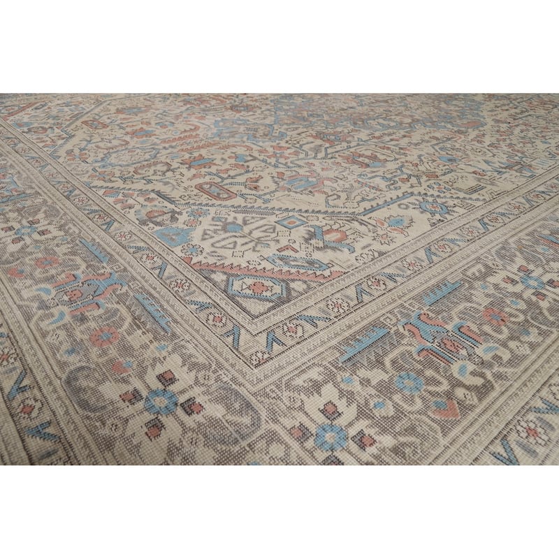 Geometric Tabriz Persian Area Rug Handmade Dining Room Wool Carpet - 9'3"x 12'8"