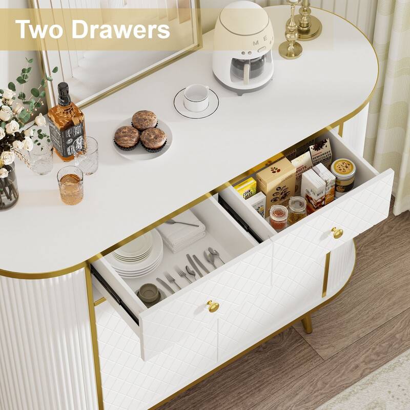 Meyreso 43" Luxury Fluted Sideboard Buffet Cabinet with 2 Drawers