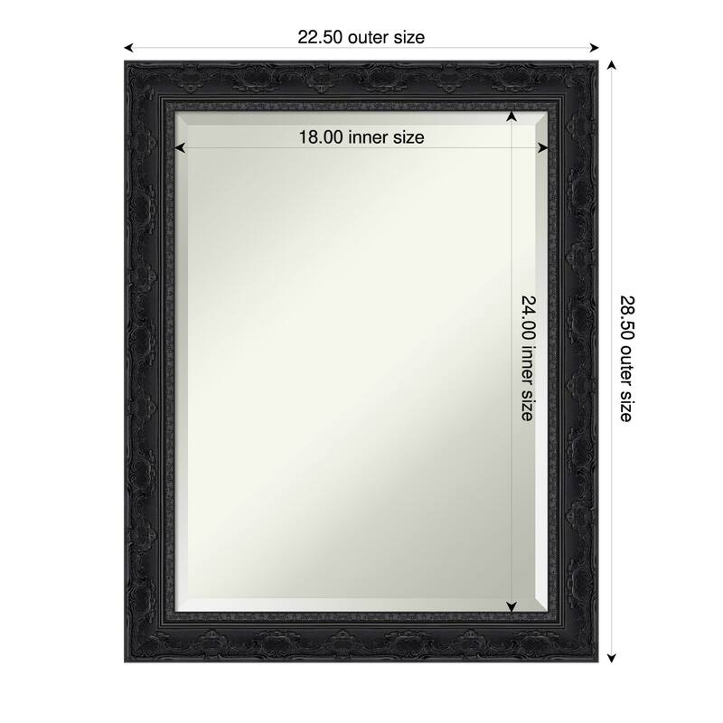 Filigree Beveled Framed Wall Mirror - 23 x 29 in - Filigree Gloss Black