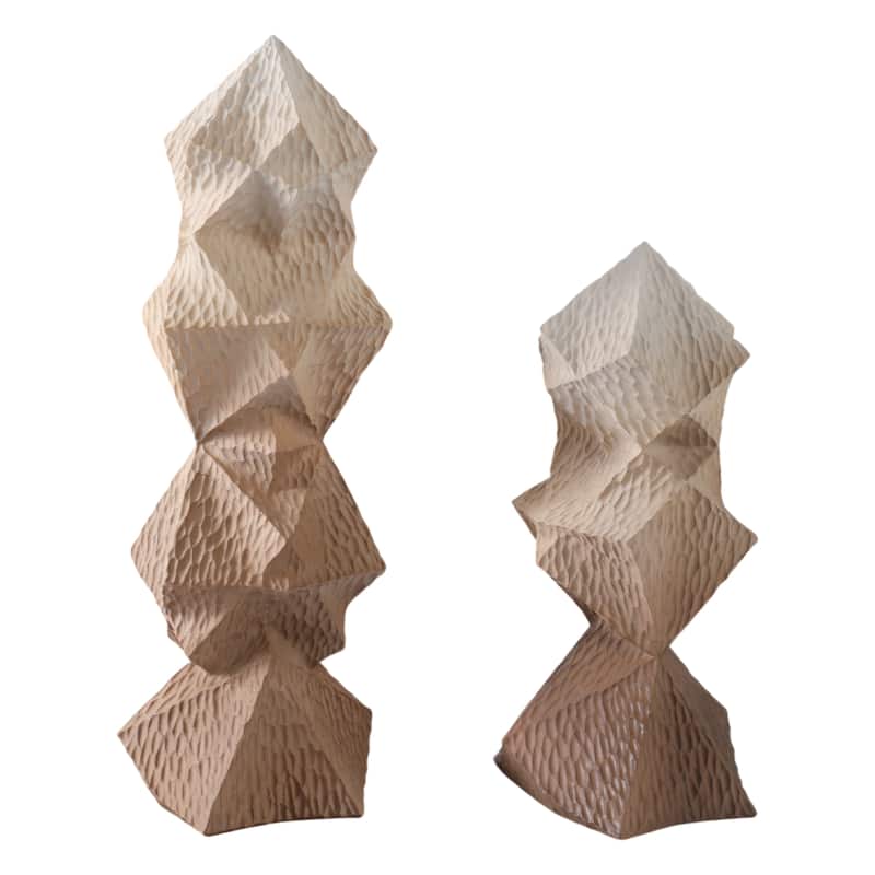 Polyresin Sculptures Faceted Abstract Design (Set of 2) - 19/14" Brown - 6.5" x 6" x 18.5"