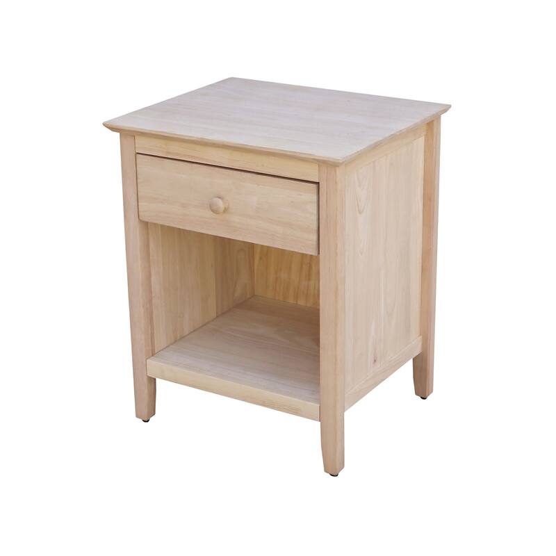 International Concepts Solid Wood Nightstand with One Drawer - Unfinished - 1-drawer