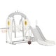 preview thumbnail 1 of 5, 5-in-1 Toddler Slide Swing Set Outdoor Indoor Playground Slide Playset With Climber Basketball Hoop Grey