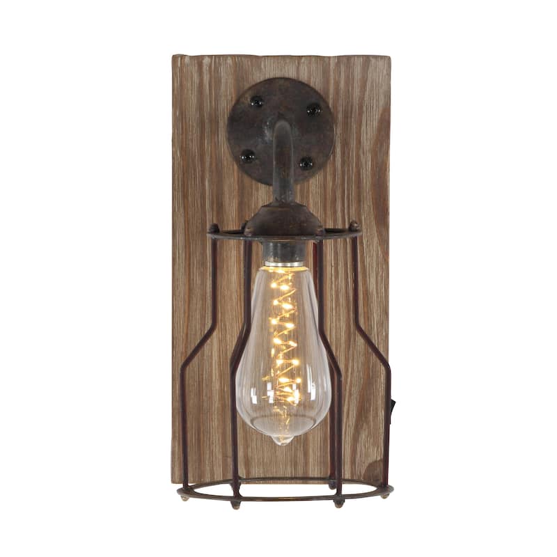 Metal Geometric Battery Operated Room Accent Lamp with Included Fixed LED Light - Brown - Roche River Decor - Brown