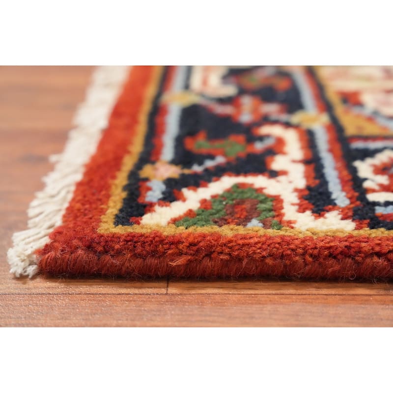 Hand Knotted Oriental 100% Wool Carpet Traditional Medallion Oranges & Rust Heriz (serapi) Area Rug - 3' 0'' X 2' 0''