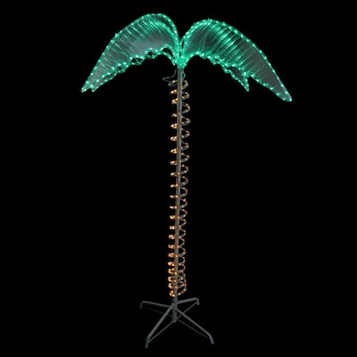 LED Rope Lighted Palm Tree Outdoor Decoration - 4.5' - Green and Clear Lights - Brown