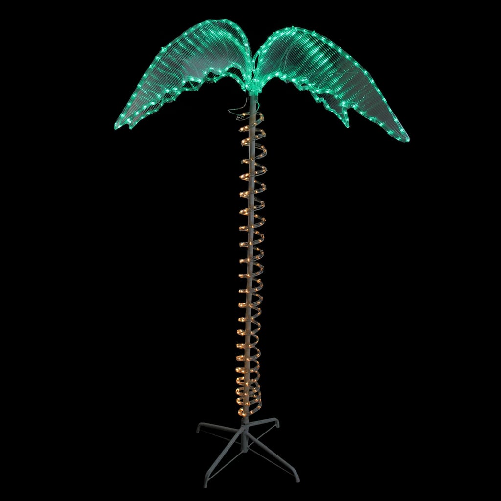 LED Rope Lighted Palm Tree Outdoor Decoration - 4.5' - Green and Clear Lights - Brown