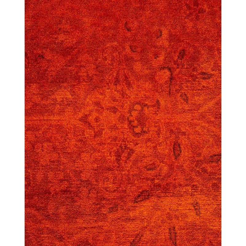 Overton Hand Knotted Wool Vintage Inspired Modern Contemporary Overdyed Orange Area Rug - 6' 2" x 9' 3"