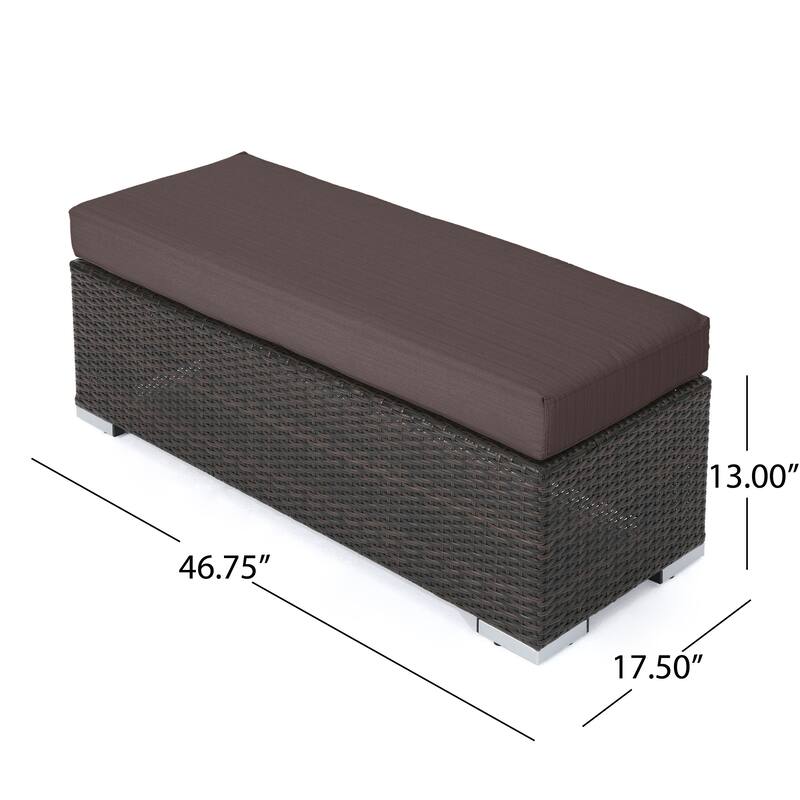 Santa Rosa Outdoor Wicker Bench with Cushion by Christopher Knight Home