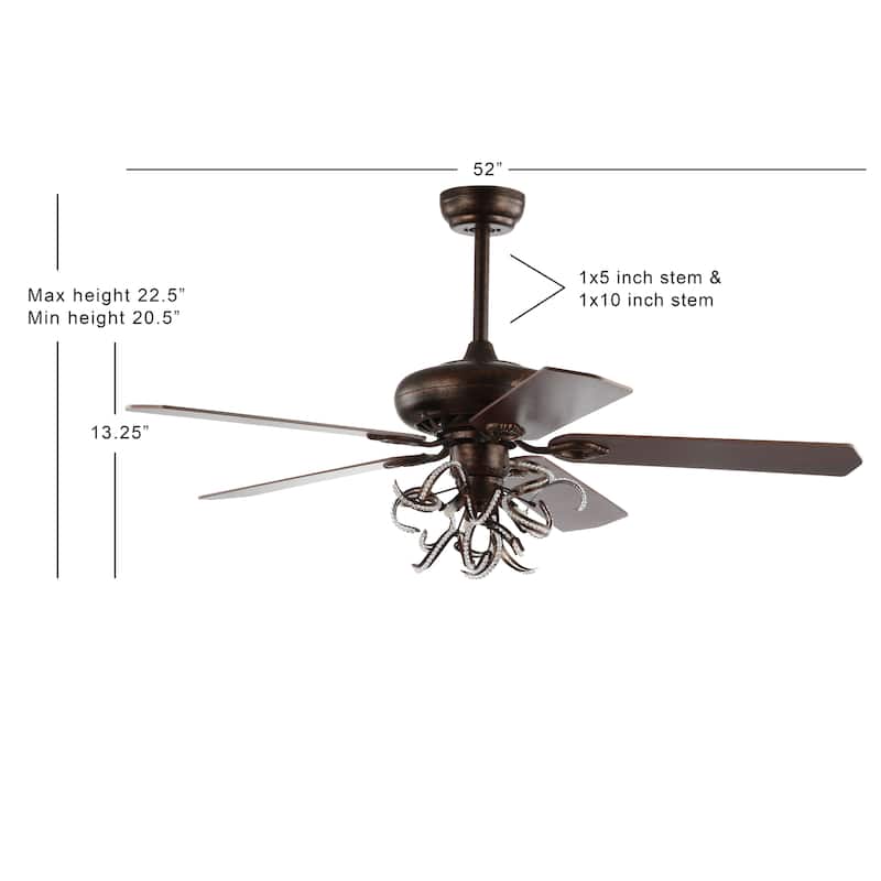 SAFAVIEH Lighting 52-Inch Sensa Ceiling Light Fan (with Remote) - 52" W x 52" L x 25.5" H