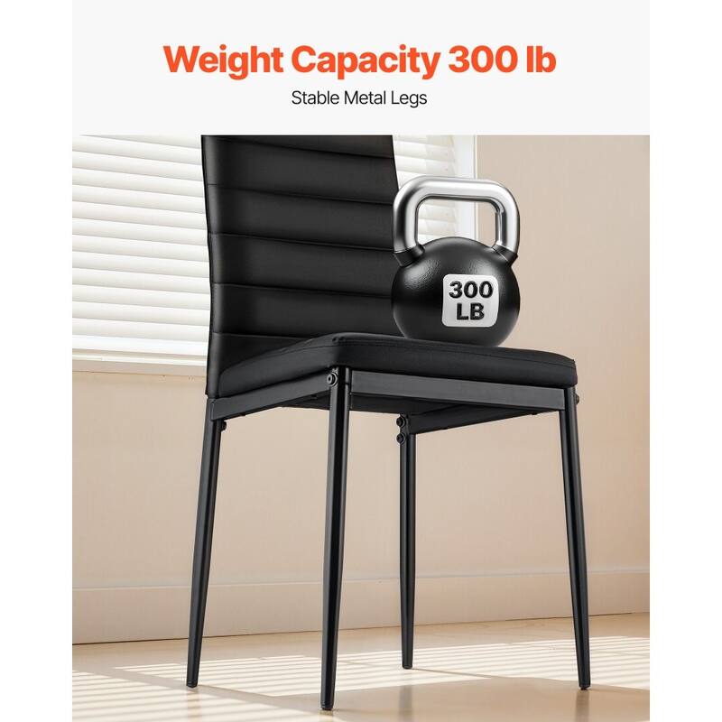 Metal PVC Leather Dining Chair Set Ergonomic Modern Seat