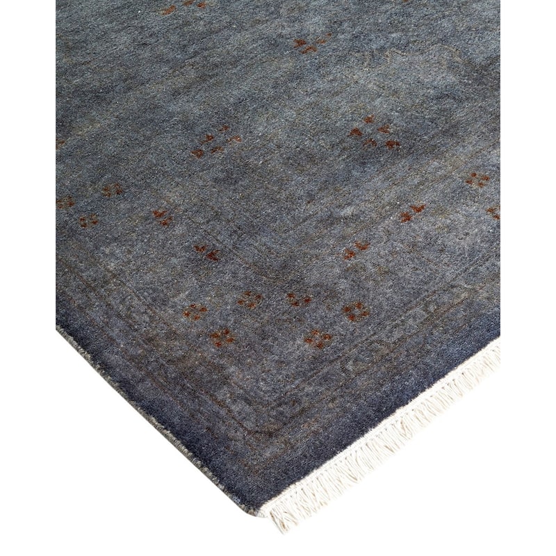 Overton Hand Knotted Wool Vintage Inspired Modern Contemporary Overdyed Gray Area Rug - 4' 2" x 6' 2"