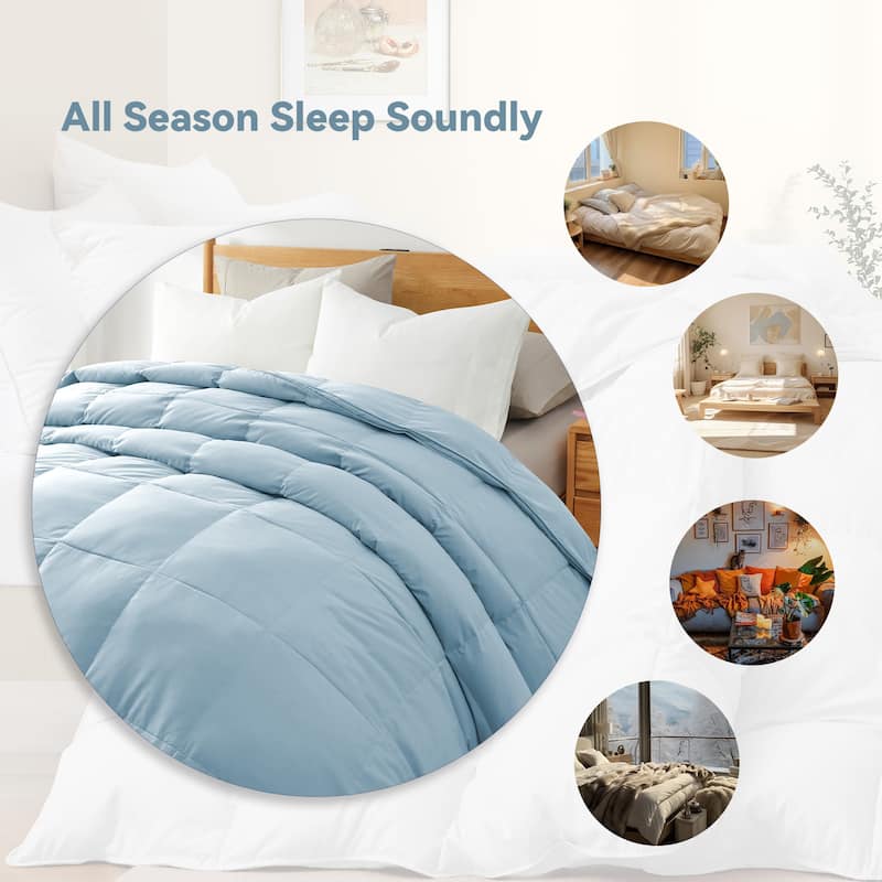 All Season Medium to Extra Warmth White Feather Down Comforter Duvet Insert