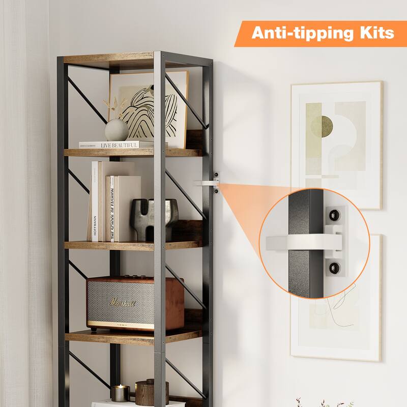 Bookshelf Narrow Bookcase Tall Skinny Storage Rack Shelf