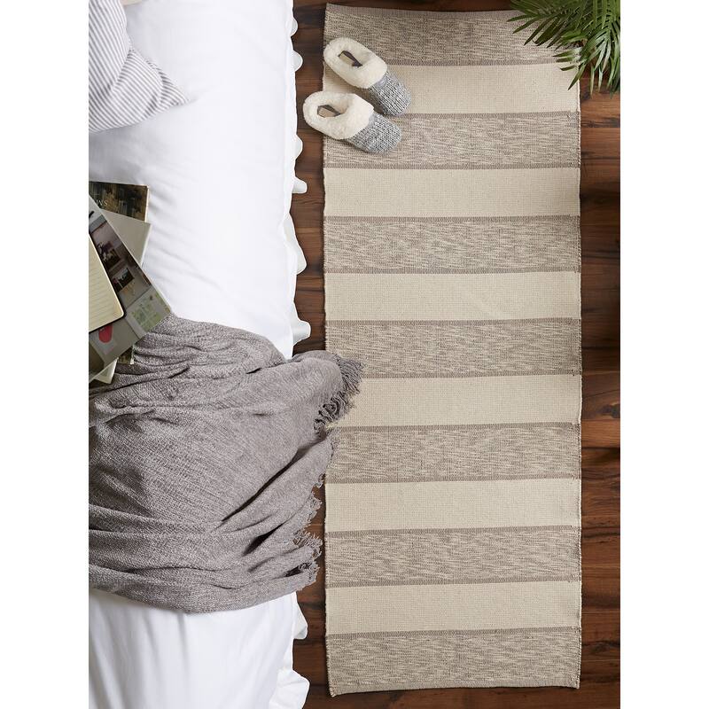 DII French Blue Variegated Plaid Recycled Yarn Rug (Set of 2) - Big