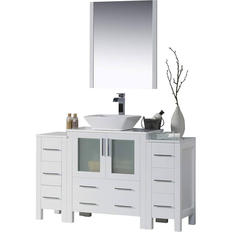 Blossom Sydney 54" Bathroom Vanity with Double Side Cabinets & Mirror - Glossy White - Glossy