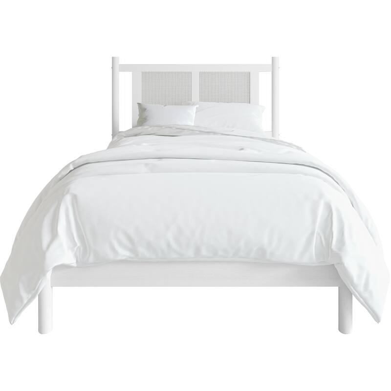 CraftPorch Transitional Wooden Platform Kid Bed - White
