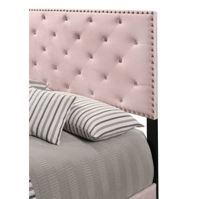Pink Queen Bed with Bright Finish, Transitional Style and Spacious Frame for Stylish Bedrooms or Vibrant Modern Homes
