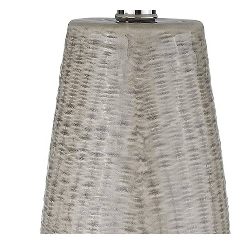 Contemporary 33 Inch Light Grey Ceramic Table Lamp with Drum Shade - 16" x 16" x 32.75"