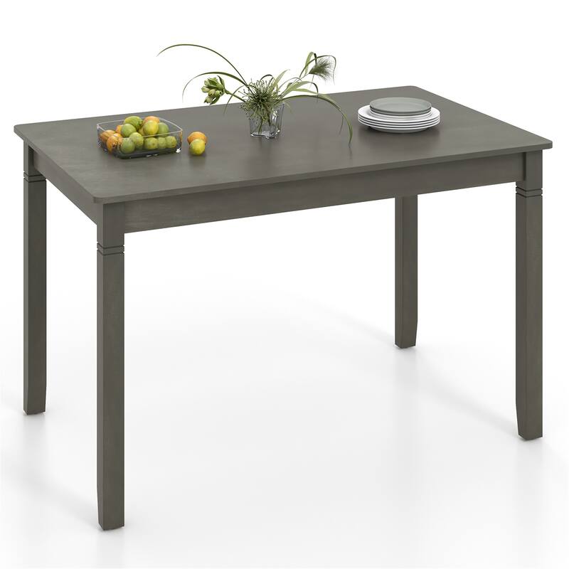 Gymax 48'' Wooden Dining Table for 4 People w/ Rubber Wood Legs - Grey