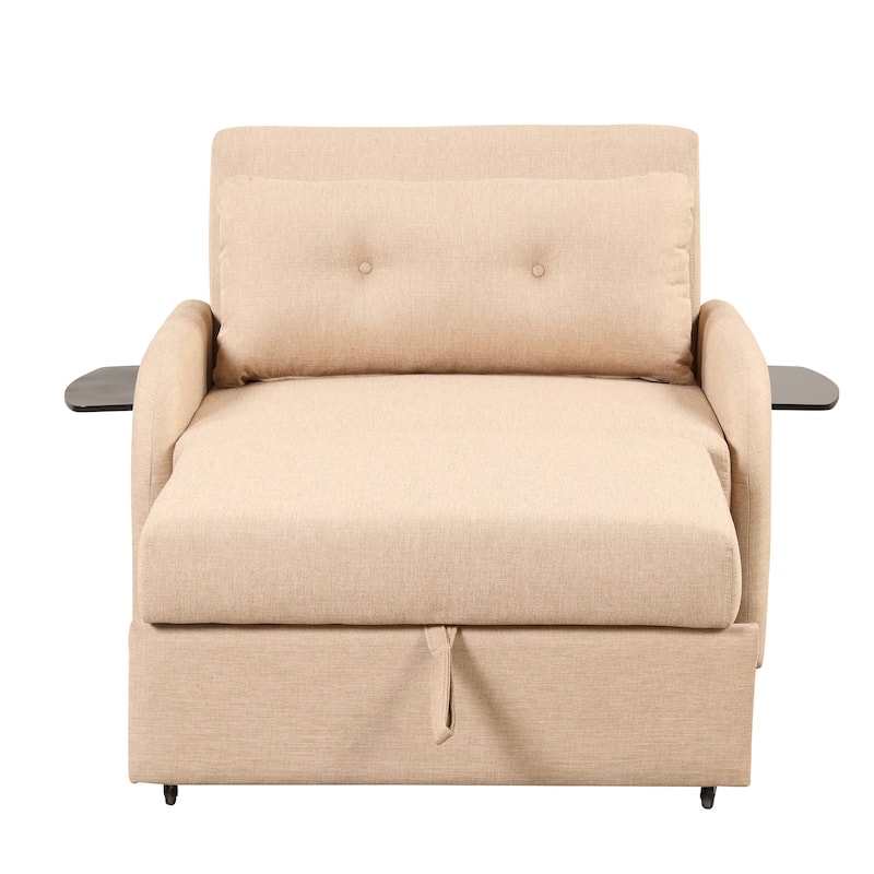 Roomfitters 3-in-1 Pull-Out Sofa Sleeper with 2-Wing Table USB Charging Port for Living Room Recreation Room