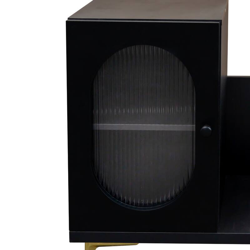 Modern Extendable TV Stand Rectangle TV Stand, Media TV Console with Storage Space, for Living Room Bedroom, Black