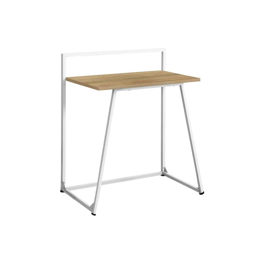Computer Desk, Home Office, Laptop, 30"l, Work, Natural Laminate, White Metal, Contemporary