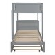 preview thumbnail 13 of 14, Modern & Simple Twin over Twin Bunk Bed with Twin size Trundle, Storage and Desk, Outlets with USB, Maximized Space, Grey