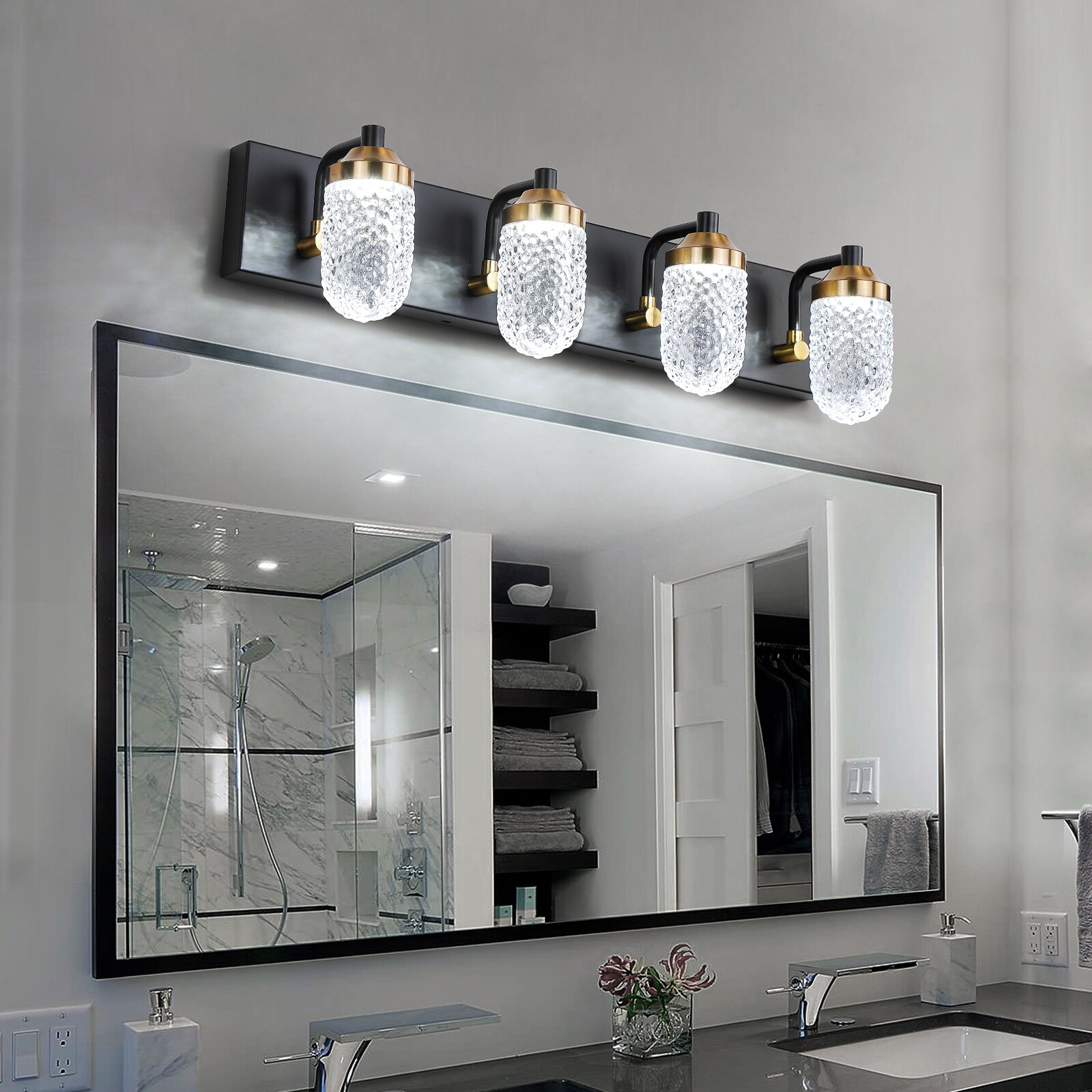 25 inch 4 Lights Matte Black Bathroom Vanity Light with LED 4 Bulb and Waterproof and rustproof 24.8 x 6.3 x 6.5 On Sale Bed Bath Beyond 41432343