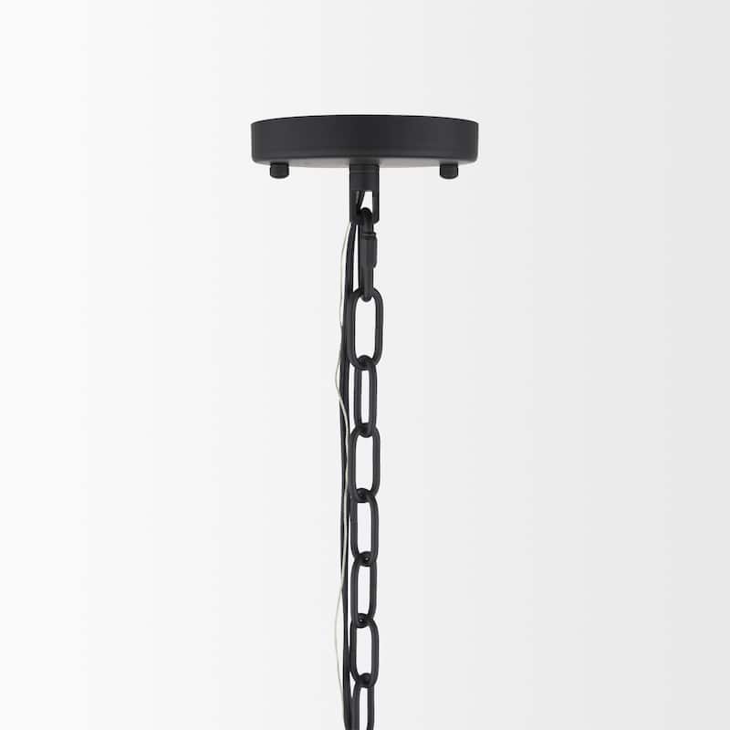 Barbara Matte Black Metal w/ Frosted Glass Globes 11-Light Chandelier - 31.5L x 31.5W x 31.5H