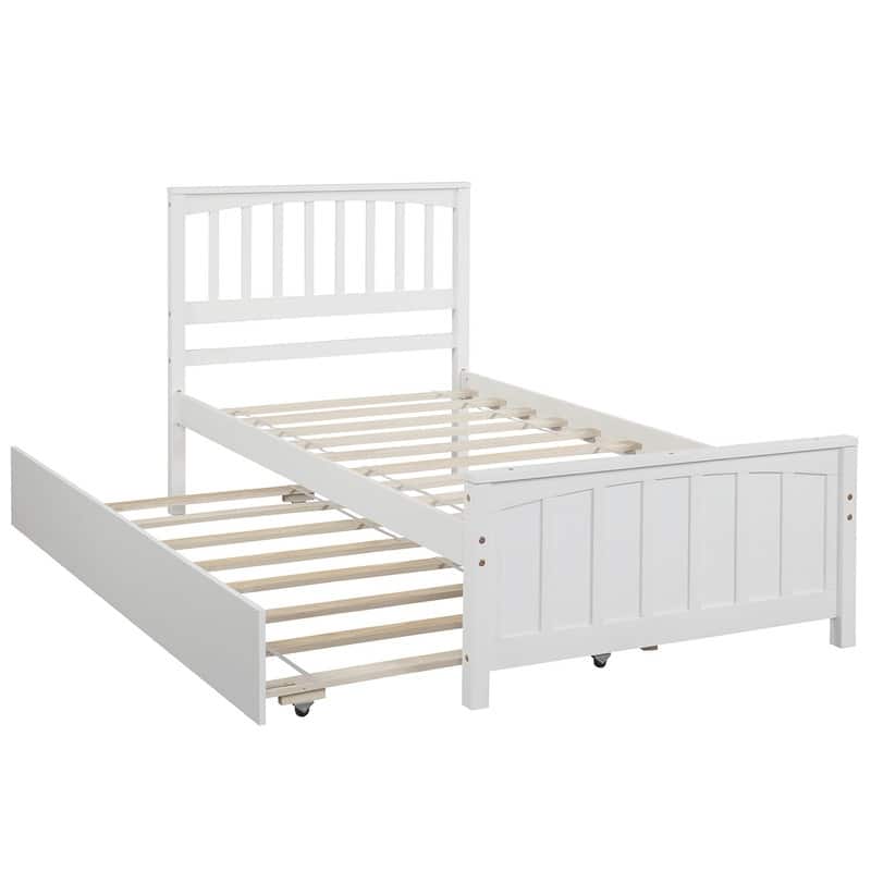 Twin size Wood Platform Bed with Trundle