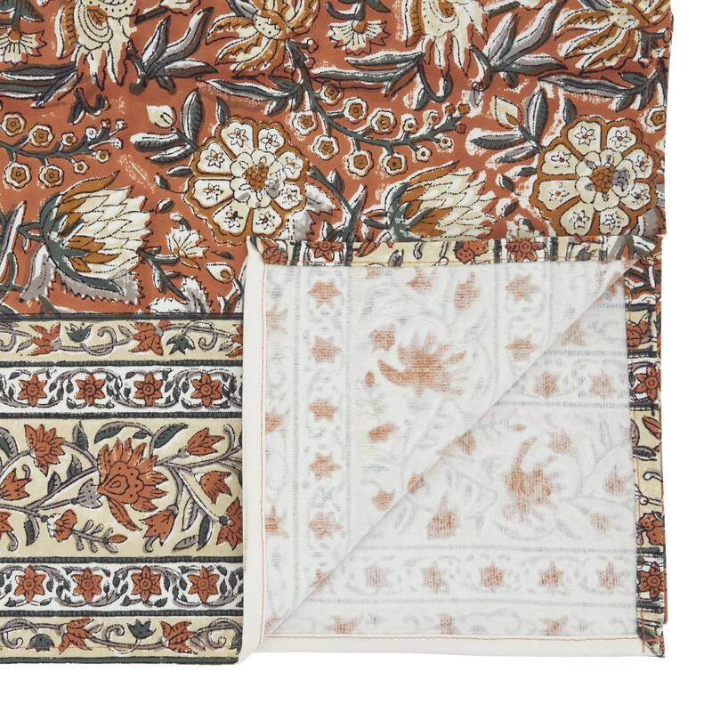 Timeless Printed Floral Table Runner - Non-Reversible Cotton Runner for Dining Table, 16"x72"