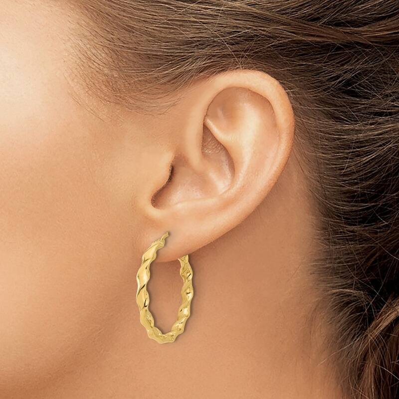 Curata 14k Yellow Gold Polished Twisted Hoop Earrings - 30.18x29.75mm