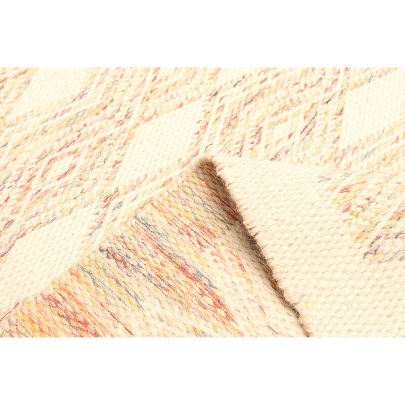 ECARPETGALLERY Flat-Weave Ankara FW Cream Wool Kilim - 4'11 x 7'8