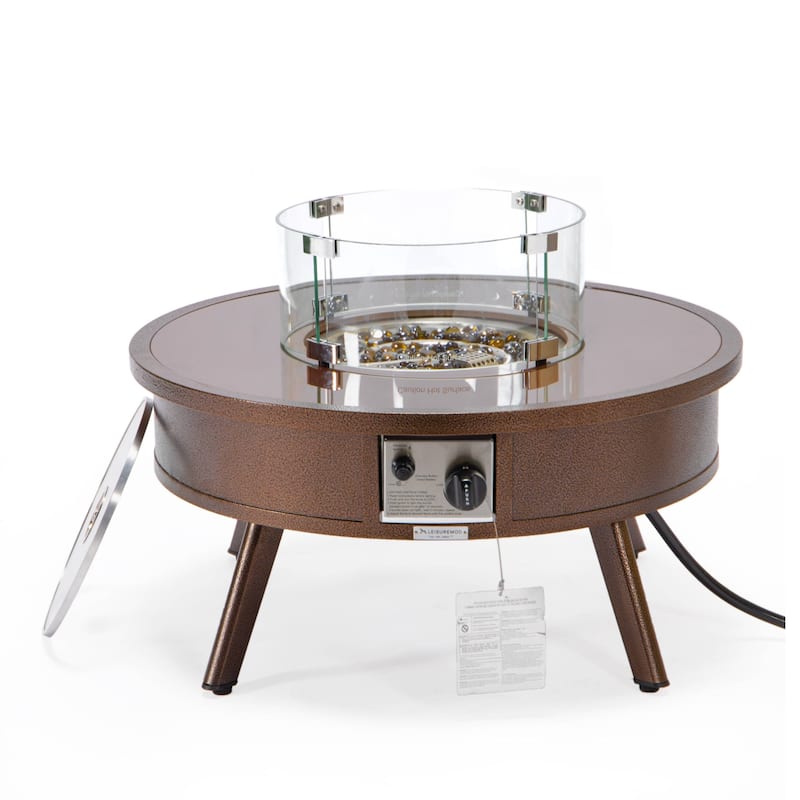 Leisuremod Walbrooke Modern Outdoor Patio Round Fire Pit Table for Porch Backyard Deck - 29