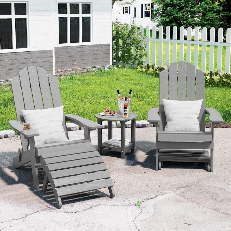 WINSOON All Weather HIPS Outdoor Folding Ottoman Adirondack Chair Footrest Set Of 2