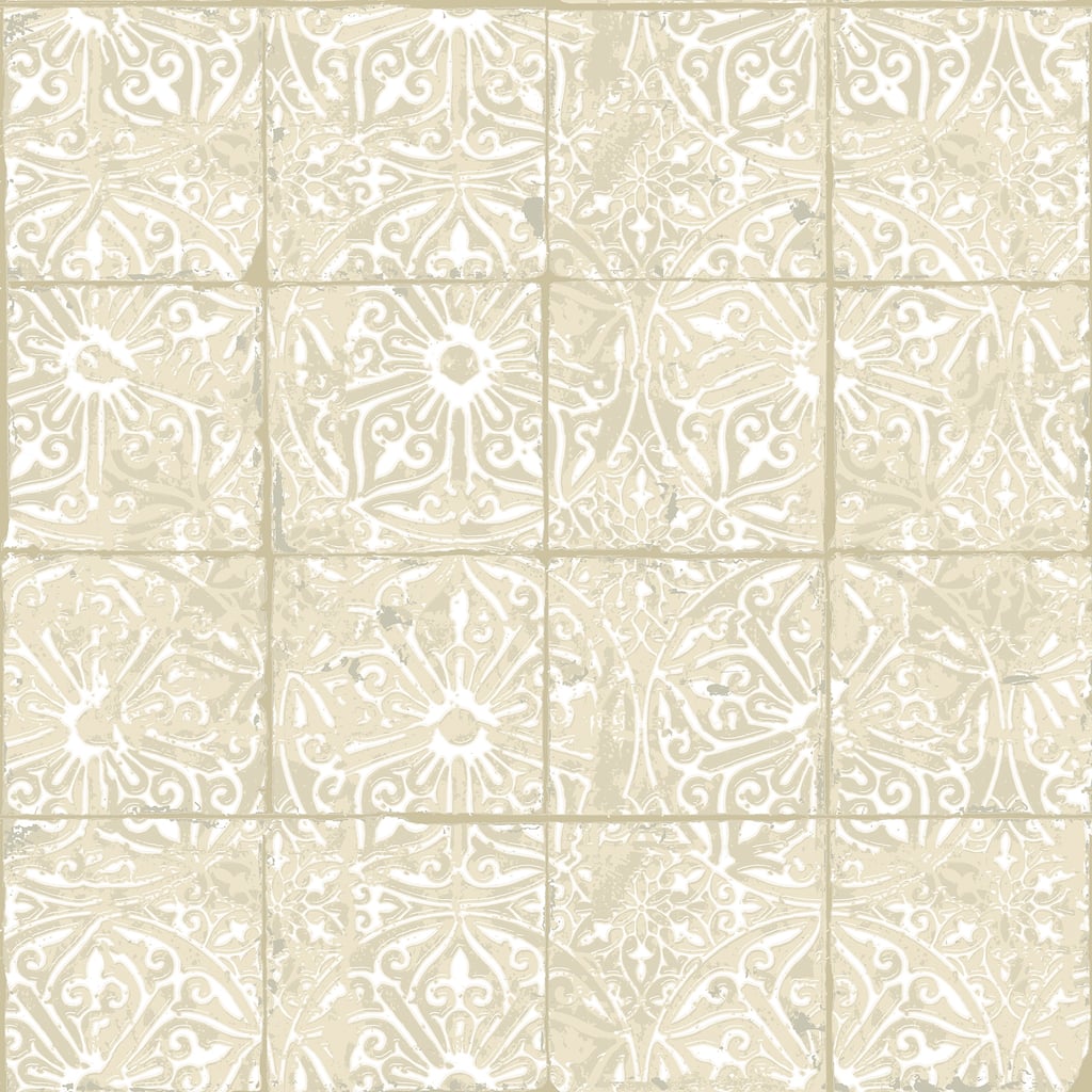 NuWallpaper Cream Provincial Tile Peel and Stick Wallpaper