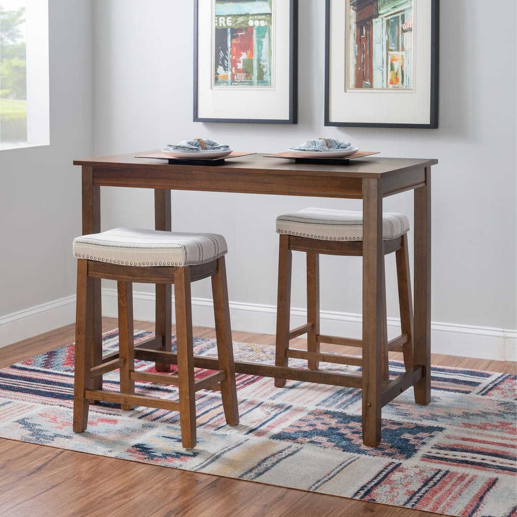 3-Piece Counter Table and Stools - 47.25" - Brown and Beige