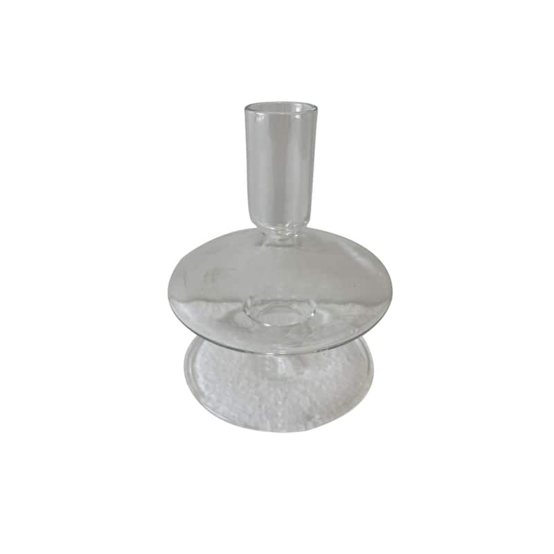 Abstract Base Glass Candle Holder - 4.5"