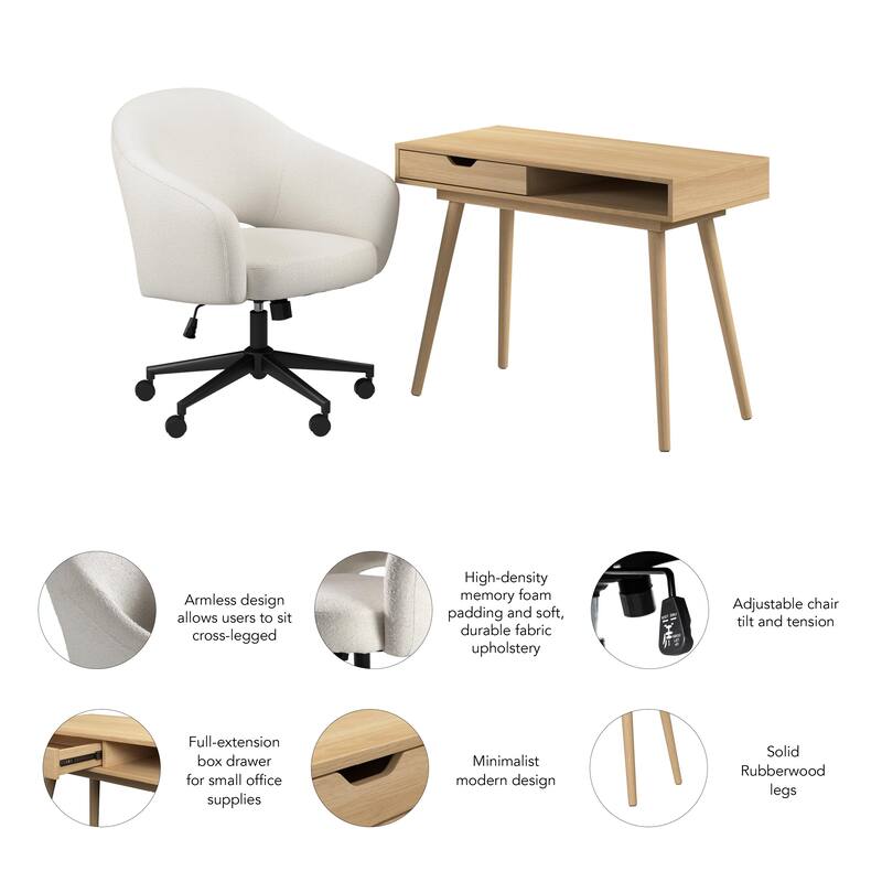 Bush Furniture Nora Small Writing Desk and Chair Set for Home Office