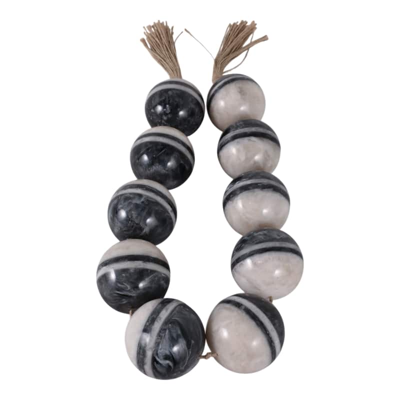 Decorative Bead Strand with Resin Spheres and Woven Jute Tassels - 46" x 3" x 3"